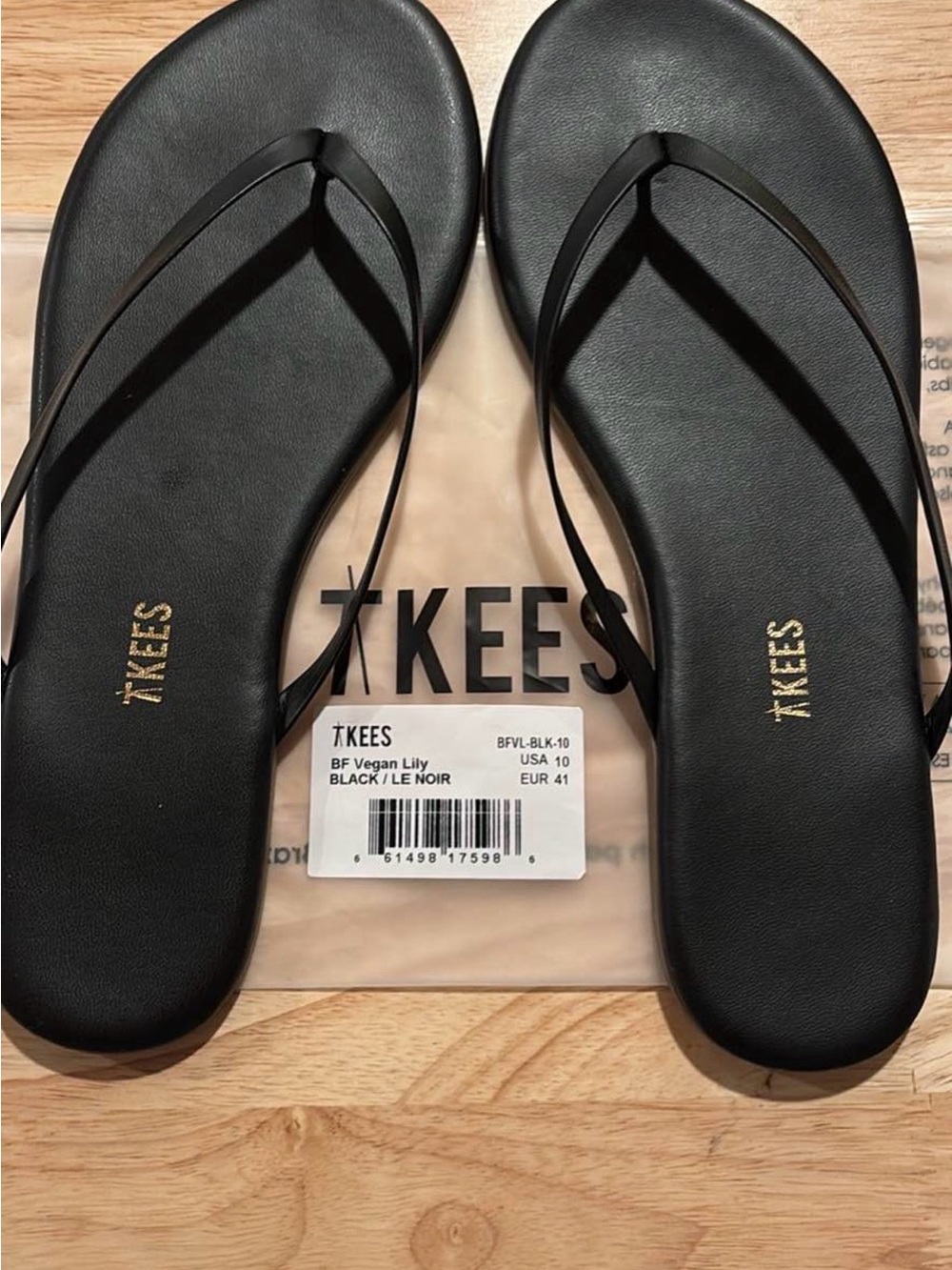 TKEES Black Vegan Lily Minimalist Flip Flop Sandals